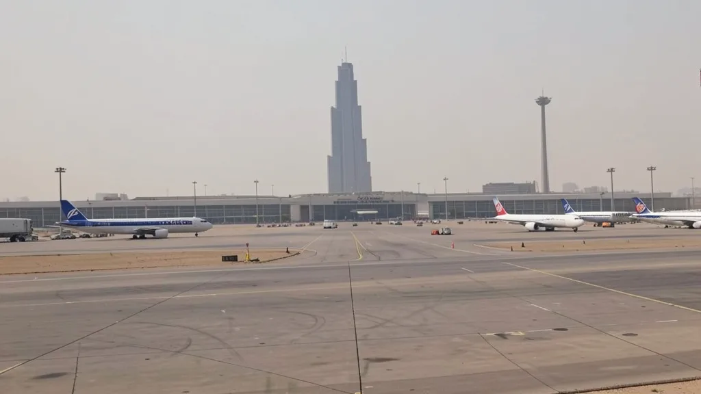 Imagem gerada por IA: Pistas vazias do aeroporto de Riad durante a suspensão das operações.