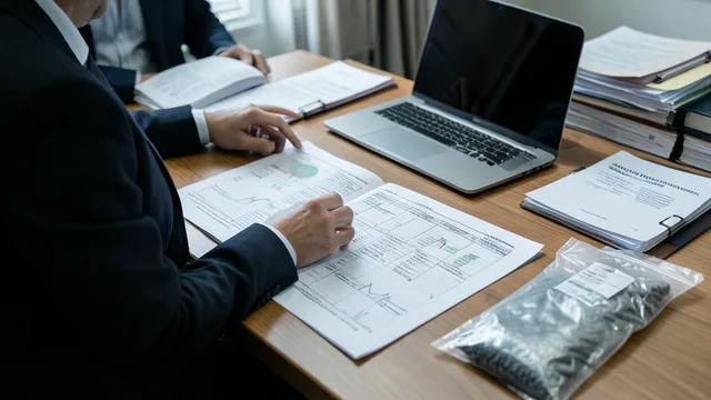Imagem gerada por IA: Pesquisador analisa documentos e tabelas econômicas em um escritório de estatística.