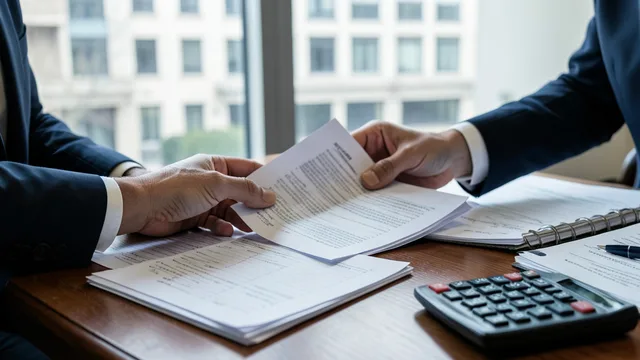 Imagem gerada por IA: Documentos financeiros sobre uma mesa em um escritório público