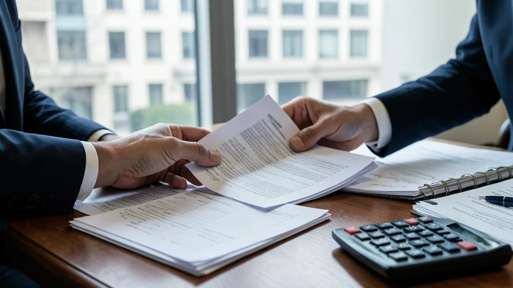 Imagem gerada por IA: Documentos financeiros sobre uma mesa em um escritório público