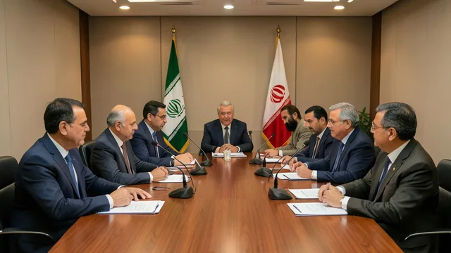 Imagem gerada por IA: Representantes de países da região participam de uma reunião diplomática em uma sala de conferências.