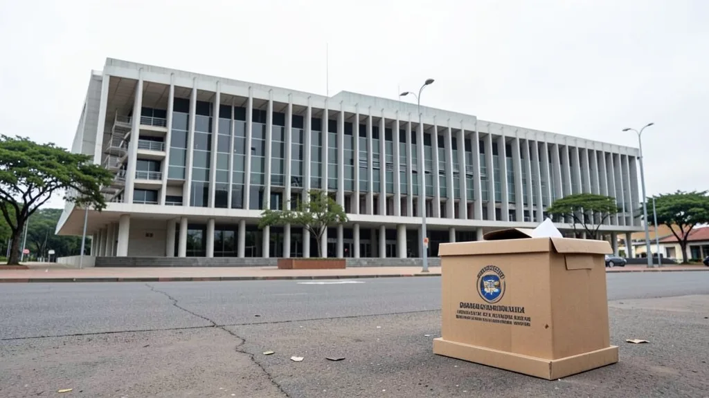 Imagem gerada por IA: Urna eleitoral em primeiro plano diante do Congresso Nacional, em Brasília.