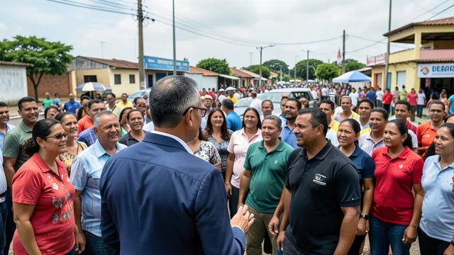 Imagem gerada por IA: Candidato cumprimenta apoiadores em evento público na Paraíba.