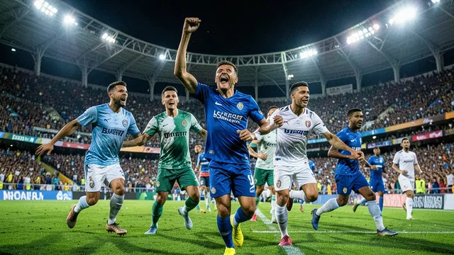 Imagem gerada por IA: Lucho Acosta comemora o gol da virada do Fluminense no Maracanã.