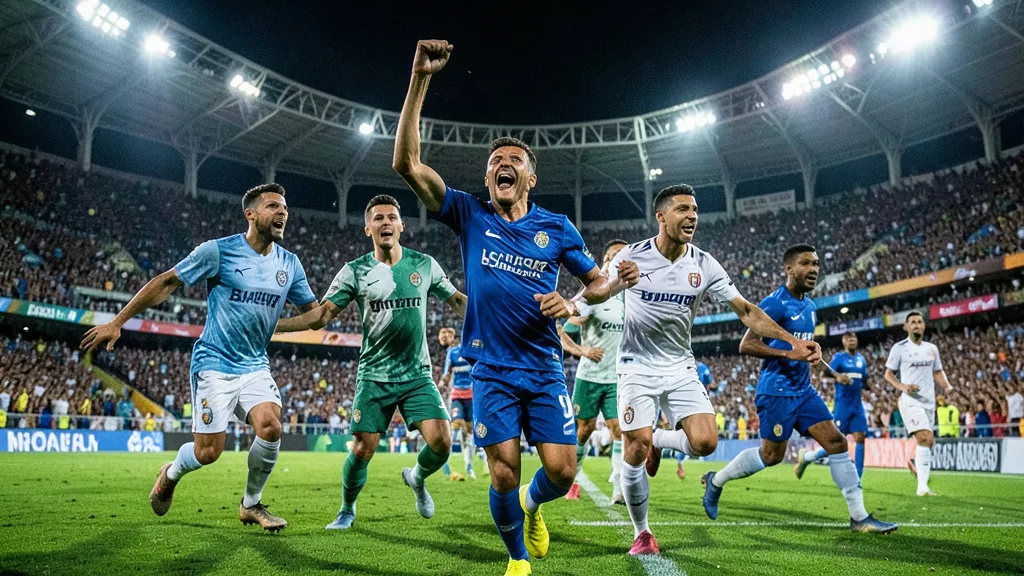 Imagem gerada por IA: Lucho Acosta comemora o gol da virada do Fluminense no Maracanã.