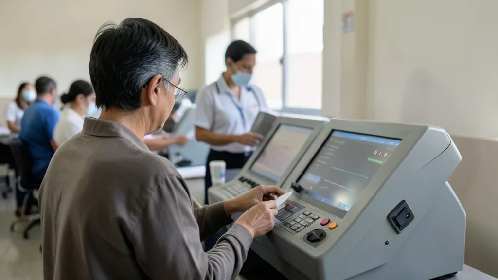 Imagem gerada por IA: Eleitor vota em uma urna eletrônica em uma seção eleitoral.