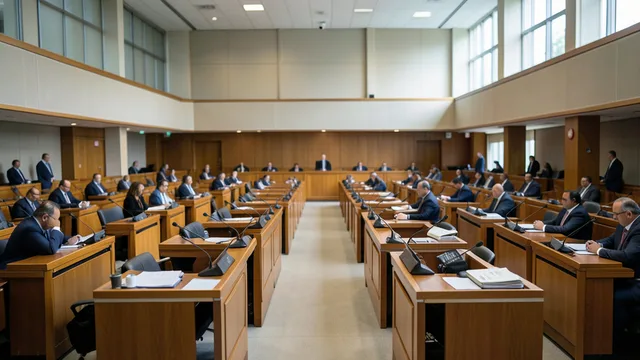 Imagem gerada por IA: Plenário da Câmara dos Deputados, onde uma proposta sobre maioridade penal está em análise.