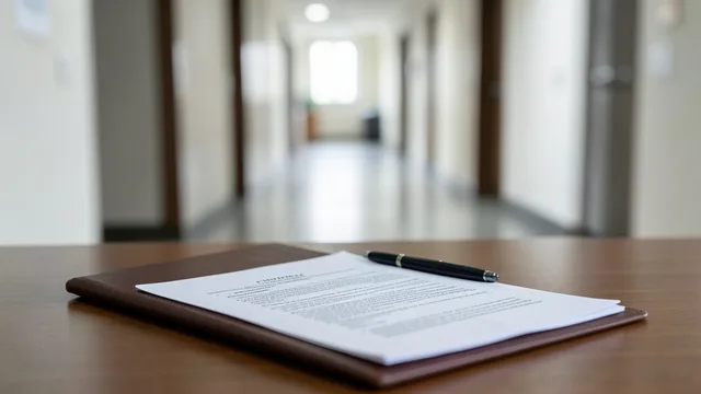 Imagem gerada por IA: Documentos e uma pasta sobre a mesa de um escritório público.