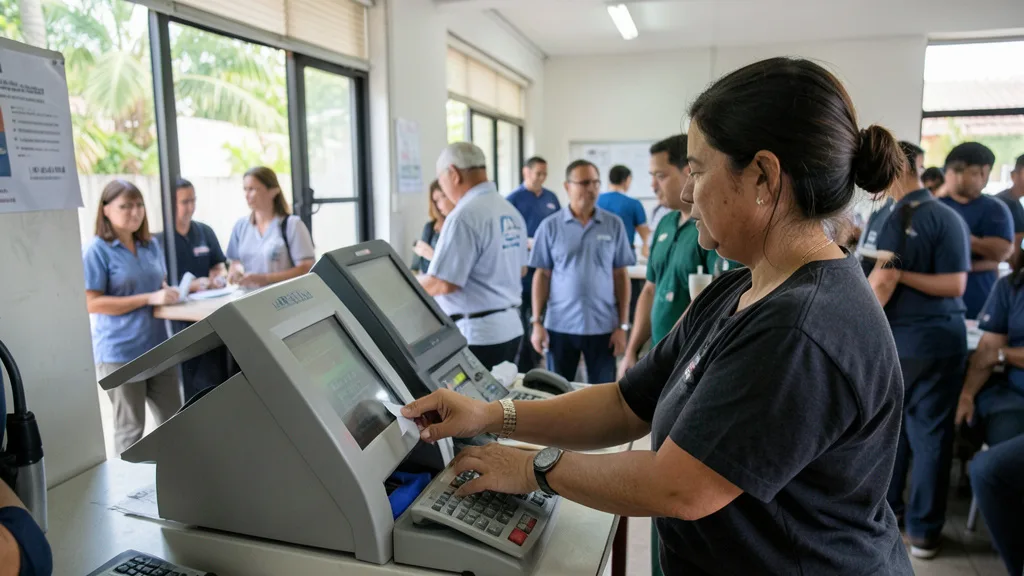 Imagem gerada por IA: Eleitor vota em uma urna eletrônica em uma seção eleitoral.