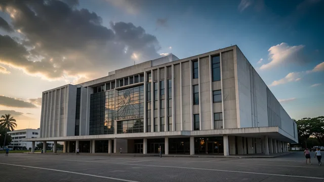 Imagem gerada por IA: Prédio do Supremo Tribunal Federal em Brasília visto da Praça dos Três Poderes.