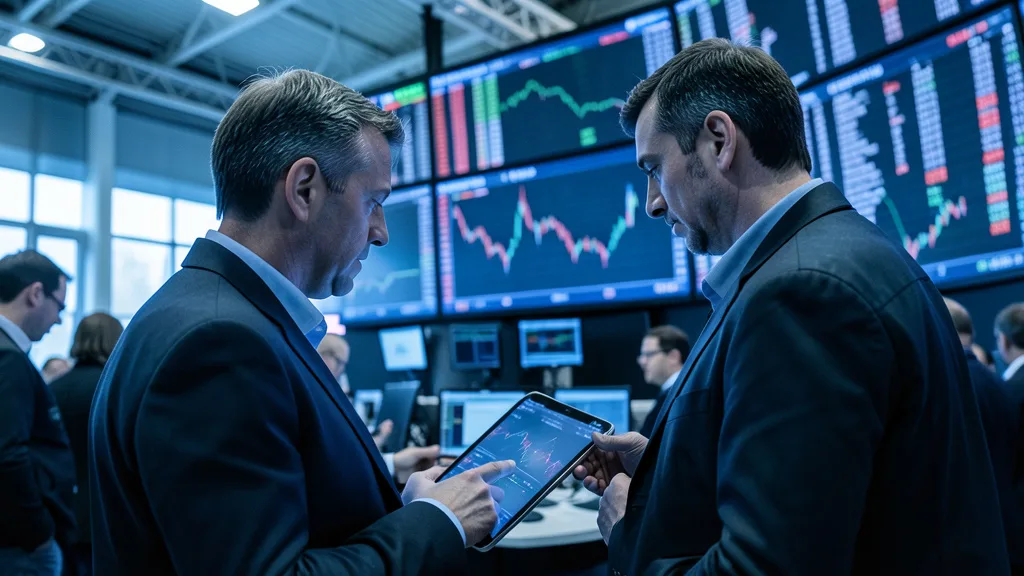 Imagem gerada por IA: Investidor acompanha o mercado financeiro em uma bolsa de valores.