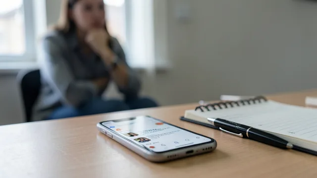 Imagem gerada por IA: Celular com feed de rede social ao lado de um caderno, em uma cena que remete à disputa judicial.