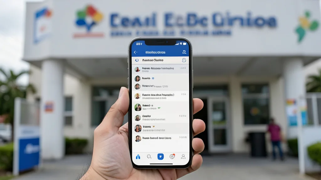 Imagem gerada por IA: Celular com um canal de mensagens indisponível diante de um escritório de campanha desfocado.