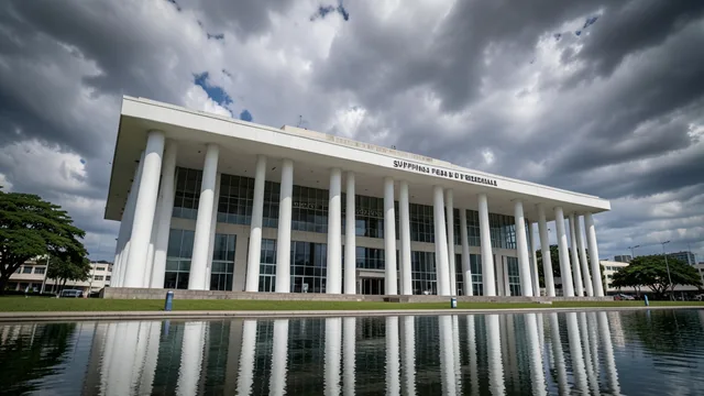 Imagem gerada por IA: Fachada do Supremo Tribunal Federal em Brasília sob céu nublado.