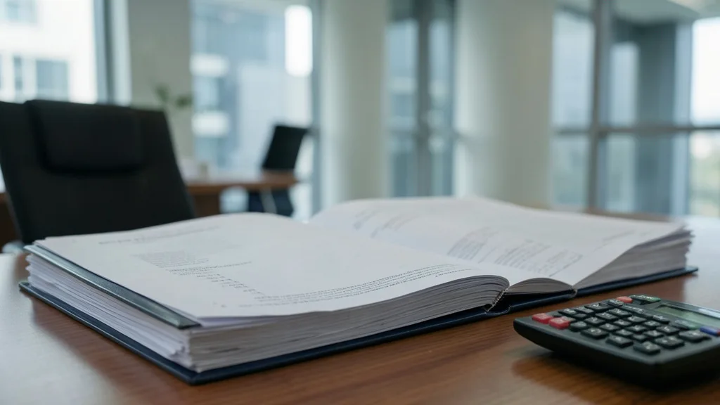 Imagem gerada por IA: Pasta de orçamento e documentos sobre uma mesa em um escritório público.