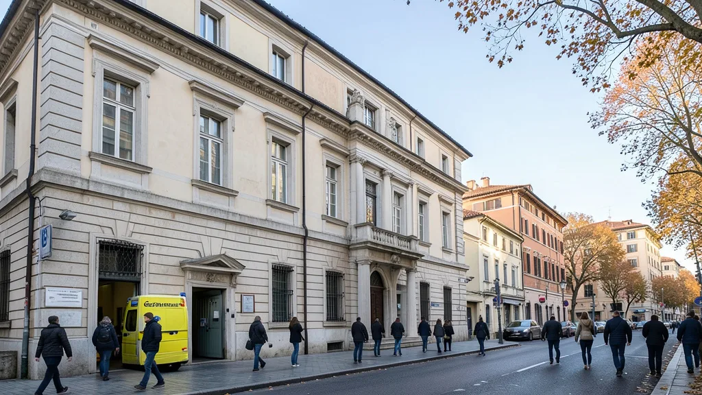 Imagem gerada por IA: Exterior do Hospital Gemelli, em Roma, onde o papa Leão XIV foi internado.