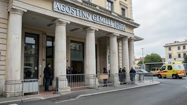 Imagem gerada por IA: Entrada do Hospital Gemelli, em Roma, onde o papa Leão XIV foi operado.