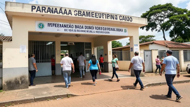 Eleitores genéricos caminham em direção a um local de votação no Paraná.