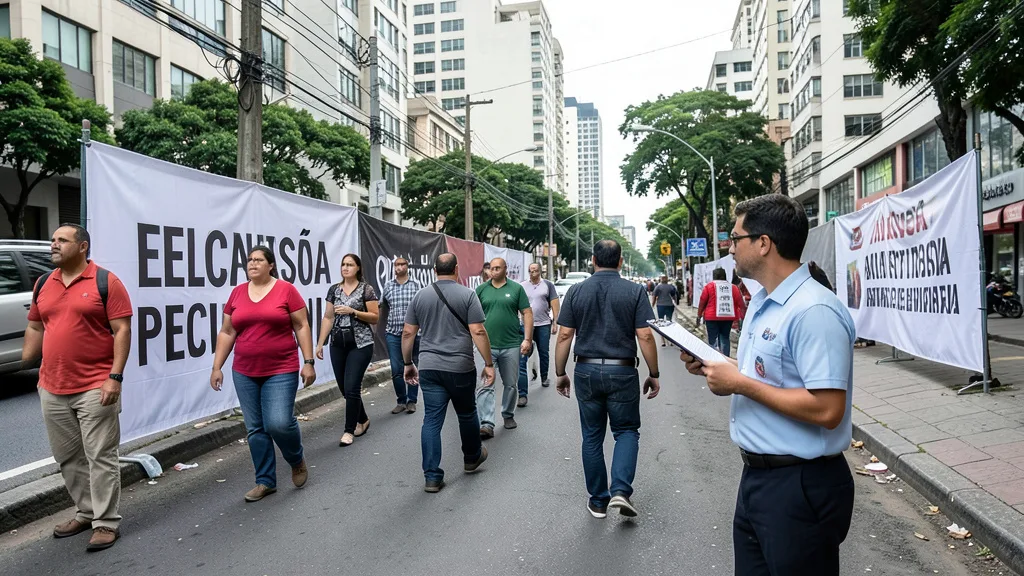 Eleitores caminham por uma rua de Curitiba durante o período de campanha eleitoral.