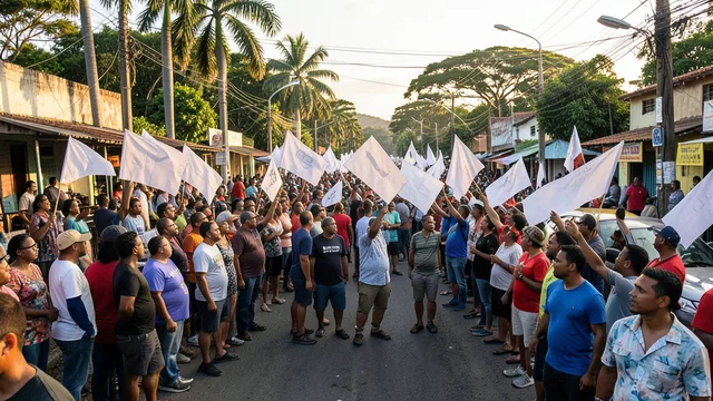Apoiadores participam de um ato de campanha em uma rua de uma cidade da Região Norte.