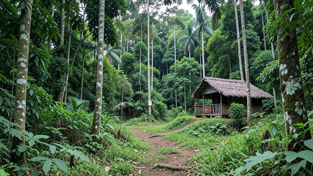 Imagem gerada por IA: Posto de saúde cercado pela floresta amazônica na Terra Yanomami.