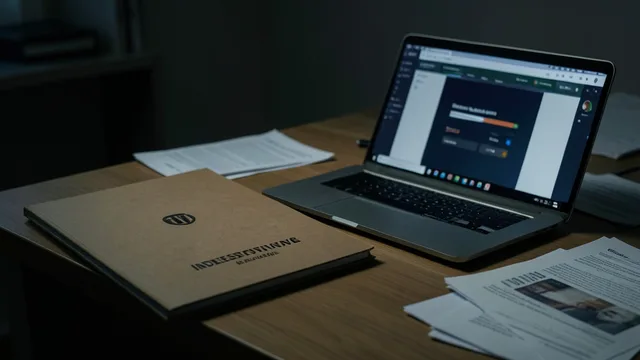 Imagem gerada por IA: Pasta de investigação e computador com uma interface genérica de apostas online sobre uma mesa.