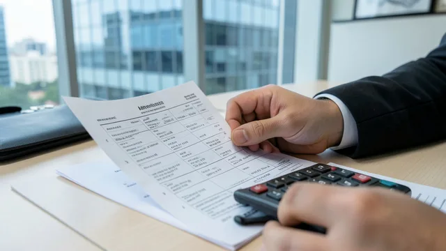 Imagem gerada por IA: Documentos de crédito sobre uma mesa em um escritório bancário.