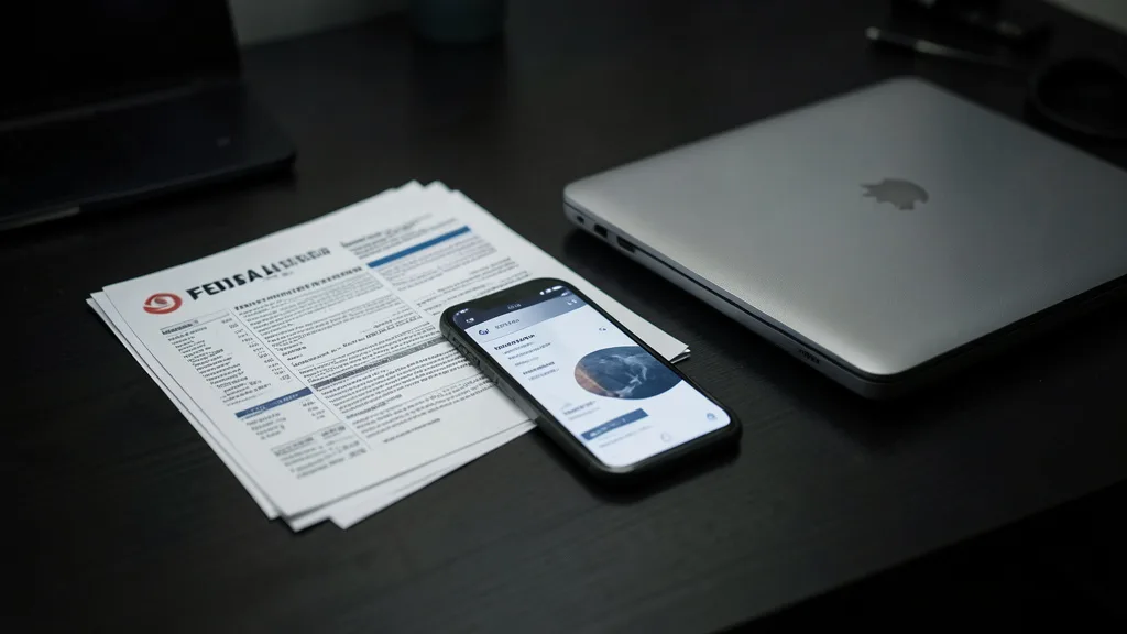 Imagem gerada por IA: Celular e documentos sobre uma mesa representam a investigação de movimentações financeiras.