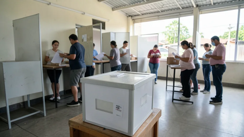 Imagem gerada por IA: Eleitores votam em uma seção eleitoral em São Paulo.
