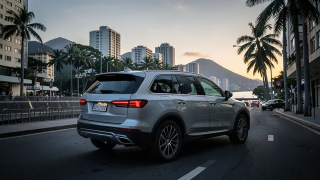 Imagem gerada por IA: SUV estacionada em uma rua do Rio durante investigação de furtos de veículos.