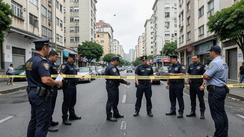 Imagem gerada por IA: Policiais investigam uma rua isolada em São Paulo.