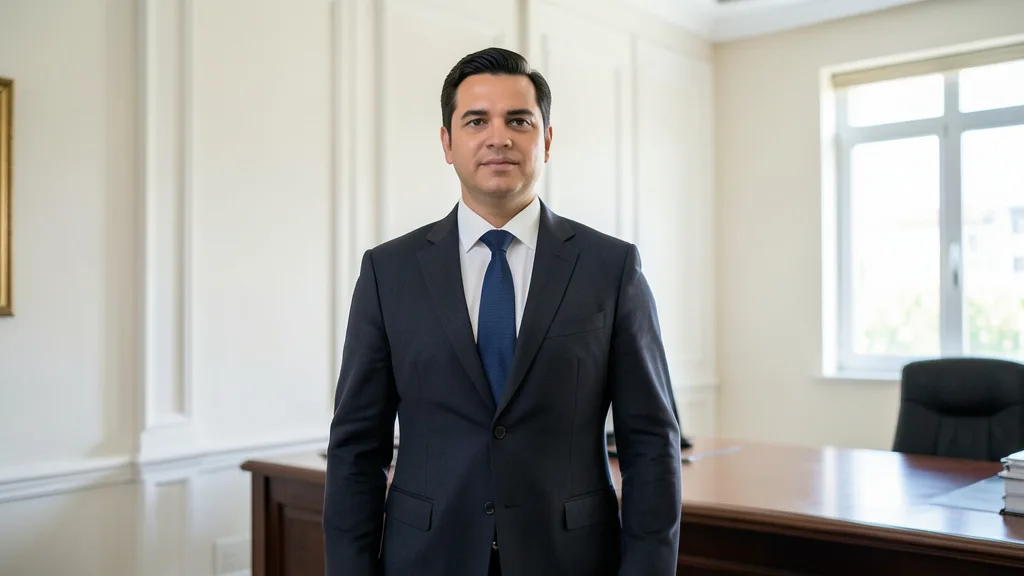 Imagem gerada por IA: Rafael Fonteles em um ambiente institucional, em retrato de caráter editorial.