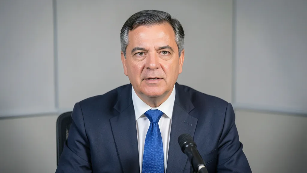 Imagem gerada por IA: Rafael Fonteles fala durante uma entrevista em um estúdio de televisão.