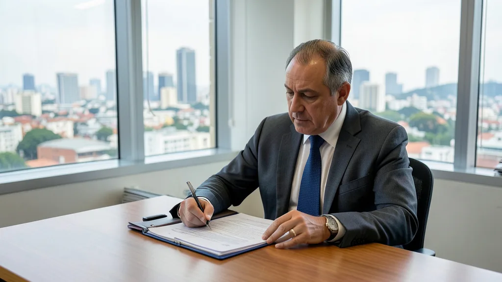Imagem gerada por IA: Ricardo Nunes em seu gabinete na Prefeitura de São Paulo.