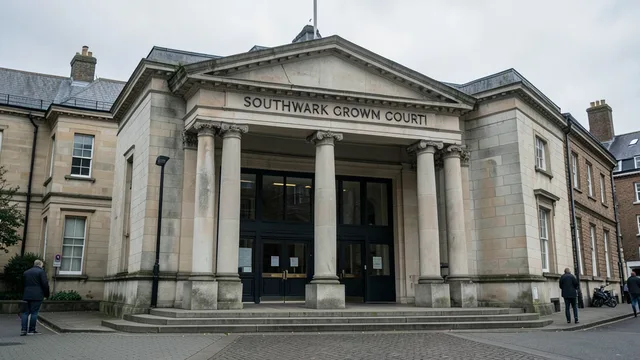 Imagem gerada por IA: Fachada do Tribunal da Coroa de Southwark, em Londres.