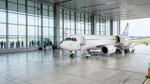 Imagem gerada por IA: Avião comercial e caminhão-tanque de combustível em um aeroporto europeu.