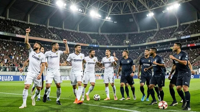 Jogadores do Santos comemoram um gol em campo durante partida contra o São Paulo no Morumbi.
