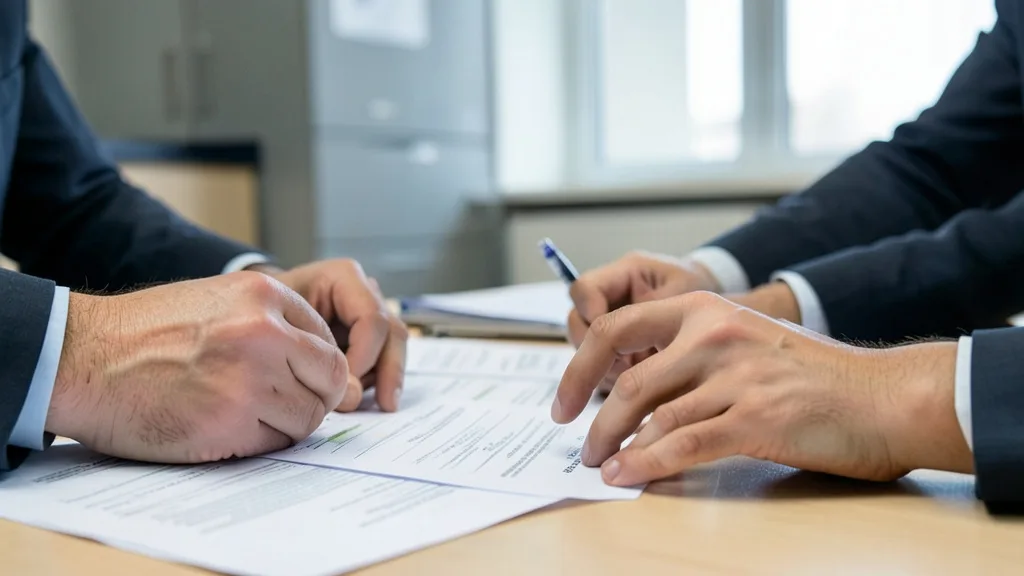 Imagem gerada por IA: Documentos financeiros são analisados em uma mesa de investigação.