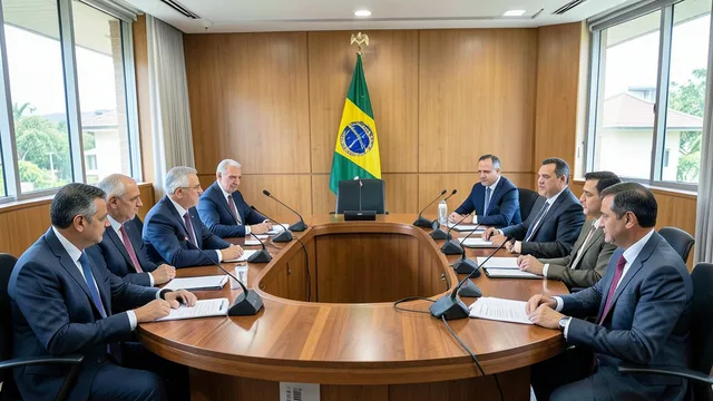 Imagem gerada por IA: Senadores participam de reunião da CCJ sobre a PEC da Segurança Pública.