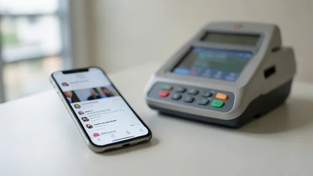 Imagem gerada por IA: Celular com feed de rede social desfocado ao lado de uma urna eletrônica brasileira.