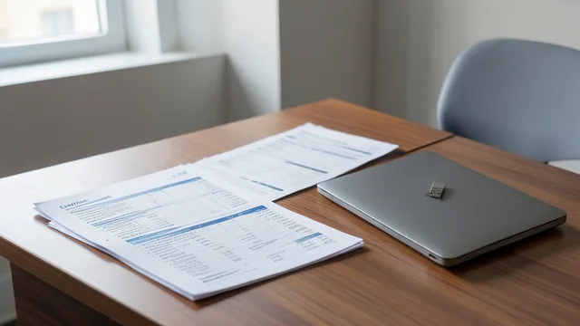 Imagem gerada por IA: Documentos orçamentários e um pendrive sobre uma mesa de escritório público.