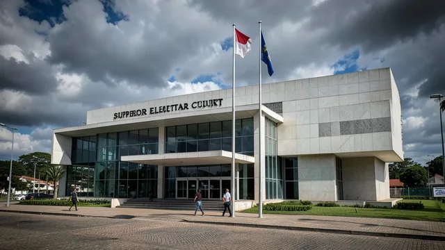 Imagem gerada por IA: Fachada do Tribunal Superior Eleitoral, em Brasília.