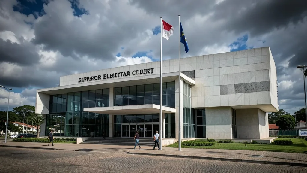 Imagem gerada por IA: Fachada do Tribunal Superior Eleitoral, em Brasília.
