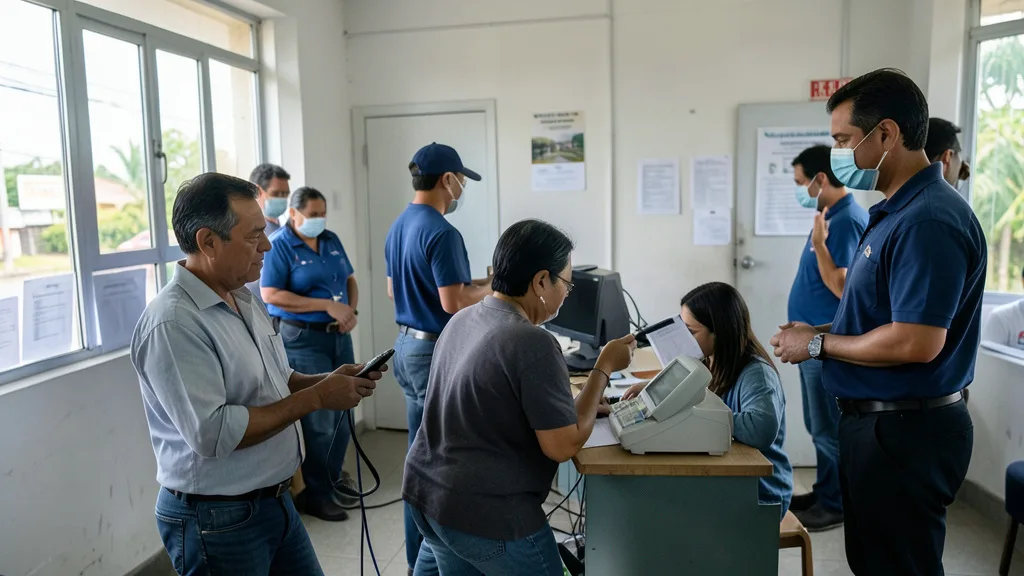 Imagem gerada por IA: Eleitor vota em uma urna eletrônica em local de votação no Tocantins.