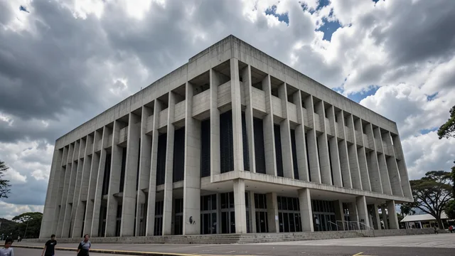 Imagem gerada por IA: Edifício do Supremo Tribunal Federal em Brasília sob céu nublado.