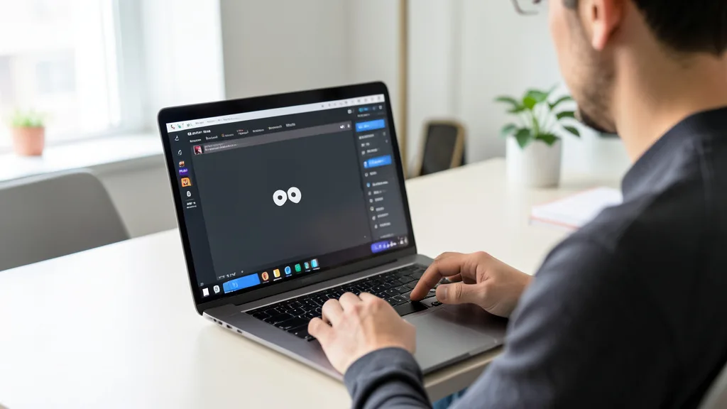 Imagem gerada por IA: Pessoa usando um laptop com uma interface genérica de gerenciamento de vídeos e um menu de três pontos na tela.