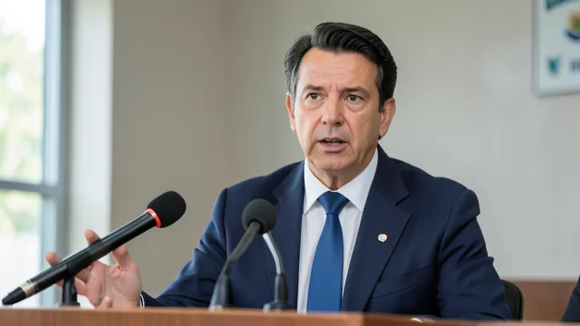Imagem gerada por IA: Luciano Zucco fala em entrevista sobre a estrutura do governo do Rio Grande do Sul.